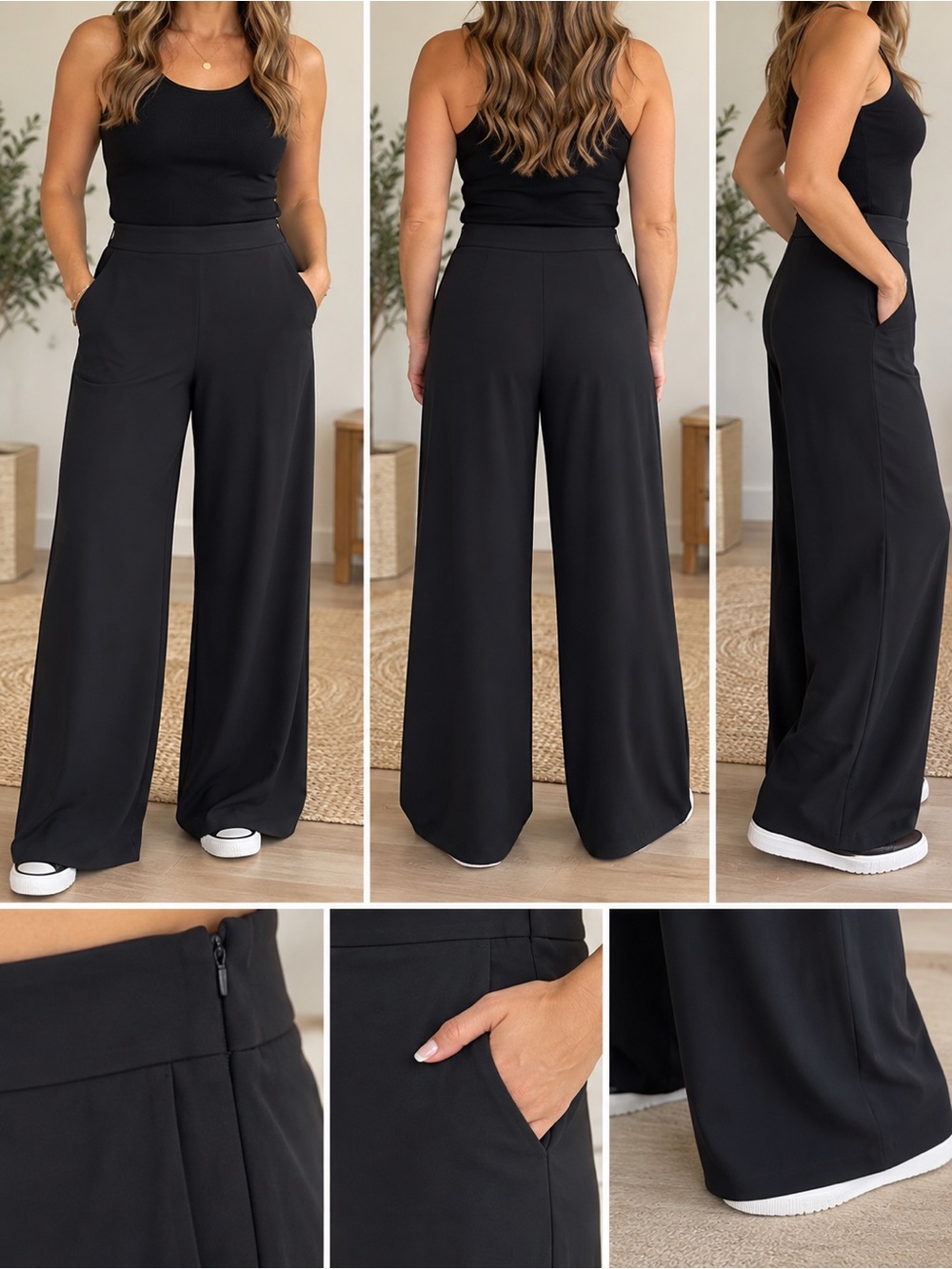 RW&CO. Black Wide-Leg Pull-On Pants with Pockets